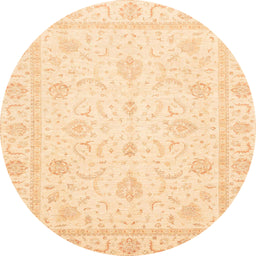 Round Abstract Sun Yellow Oriental Rug, abs4054