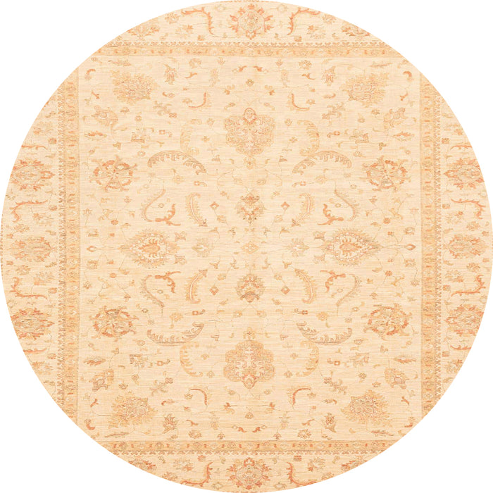 Round Abstract Sun Yellow Oriental Rug, abs4054
