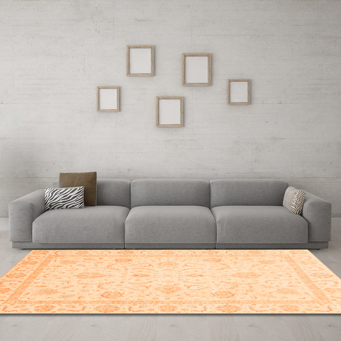 Machine Washable Oriental Orange Traditional Area Rugs in a Living Room, wshabs4054org