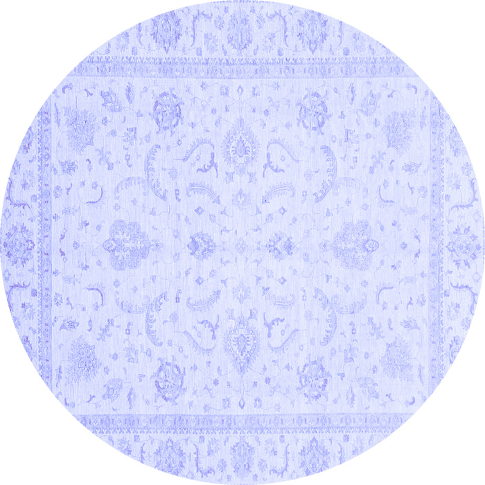 Round Machine Washable Oriental Blue Traditional Rug, wshabs4054blu