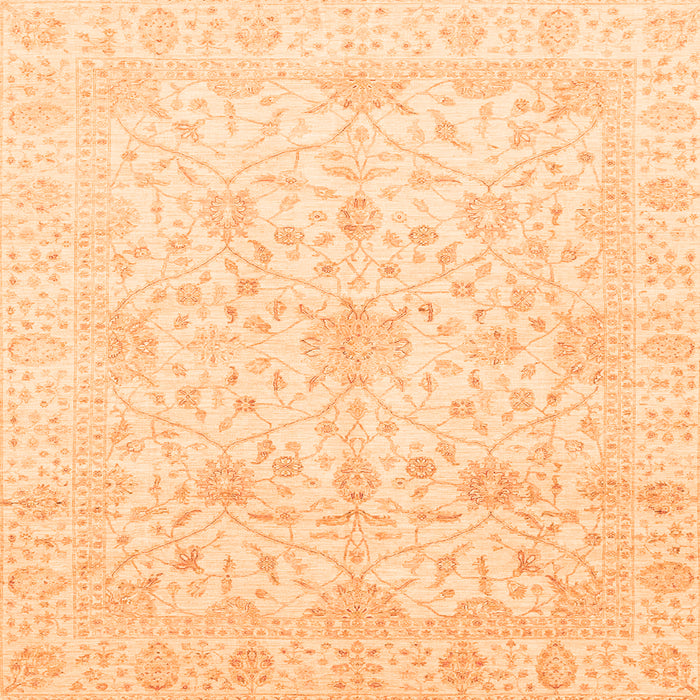 Square Machine Washable Oriental Orange Traditional Area Rugs, wshabs4055org