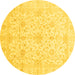 Round Machine Washable Oriental Yellow Traditional Rug, wshabs4055yw