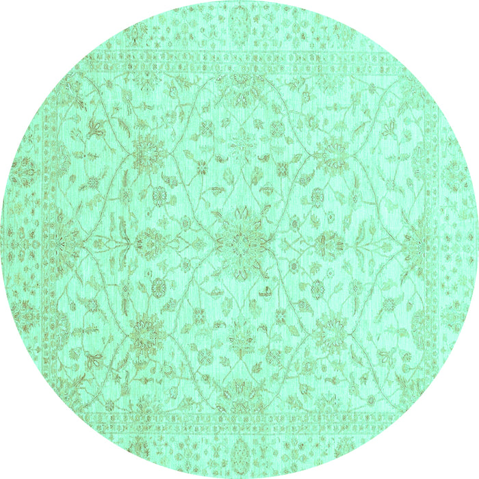 Round Oriental Turquoise Traditional Rug, abs4055turq