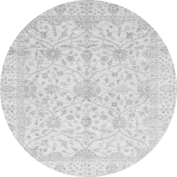 Round Machine Washable Oriental Gray Traditional Rug, wshabs4055gry