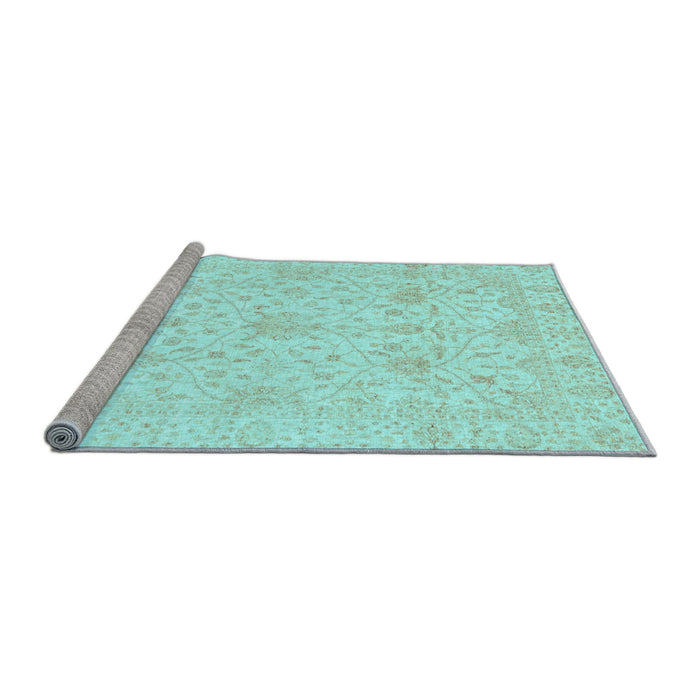 Sideview of Machine Washable Oriental Light Blue Traditional Rug, wshabs4055lblu
