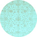 Round Oriental Light Blue Traditional Rug, abs4055lblu