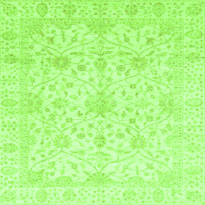 Square Machine Washable Oriental Green Traditional Area Rugs, wshabs4055grn