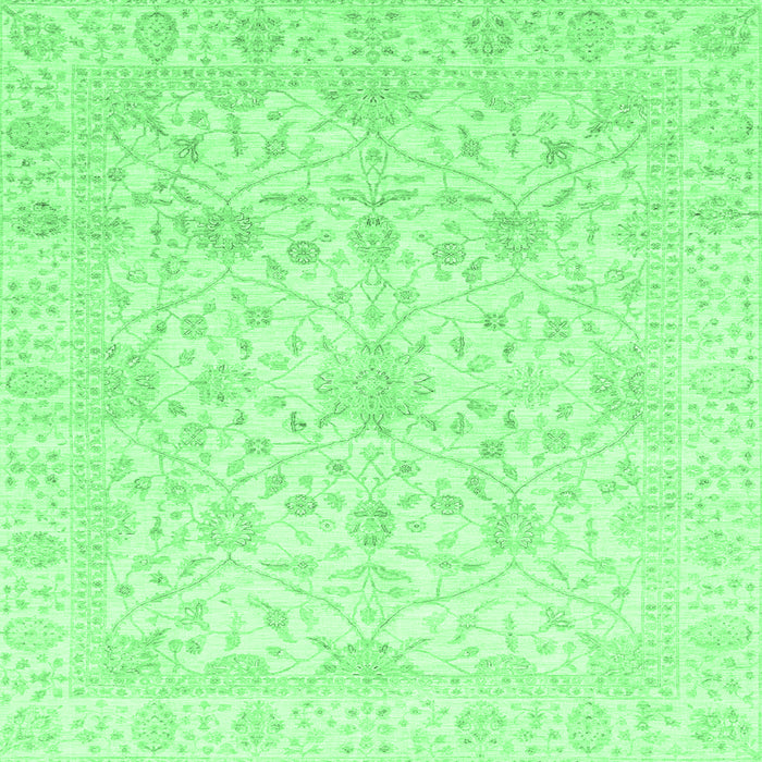 Square Machine Washable Oriental Emerald Green Traditional Area Rugs, wshabs4055emgrn
