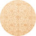 Round Machine Washable Abstract Sun Yellow Rug, wshabs4055