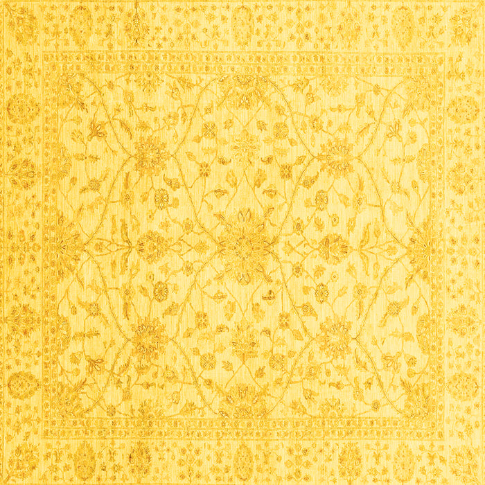 Square Machine Washable Oriental Yellow Traditional Rug, wshabs4055yw