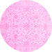 Round Oriental Pink Traditional Rug, abs4055pnk