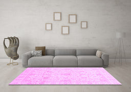 Machine Washable Oriental Purple Traditional Area Rugs in a Living Room, wshabs4055pur