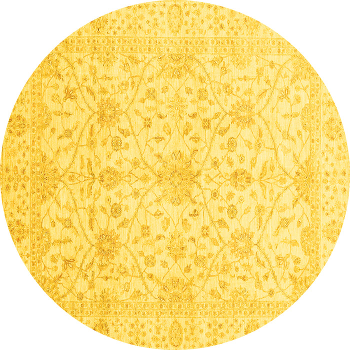 Round Oriental Yellow Traditional Rug, abs4055yw
