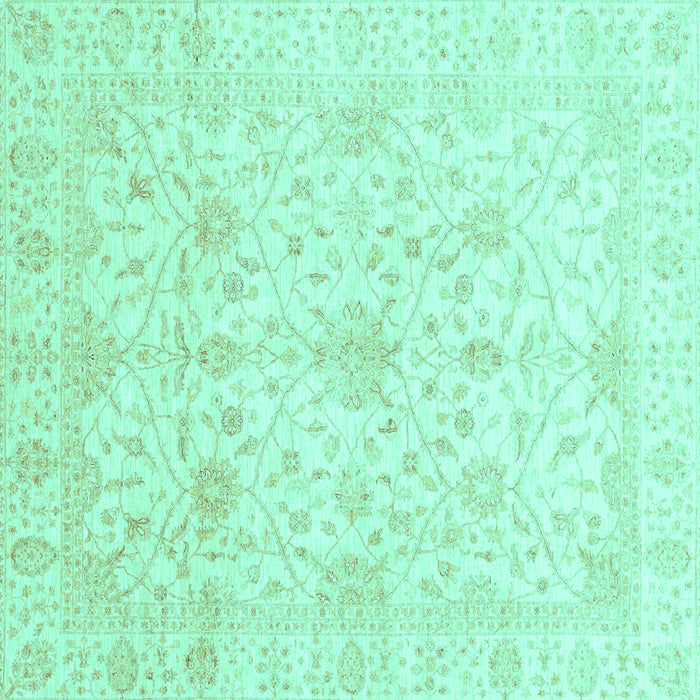 Square Oriental Turquoise Traditional Rug, abs4055turq
