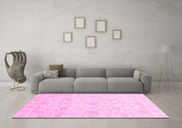 Machine Washable Oriental Pink Traditional Rug, wshabs4055pnk