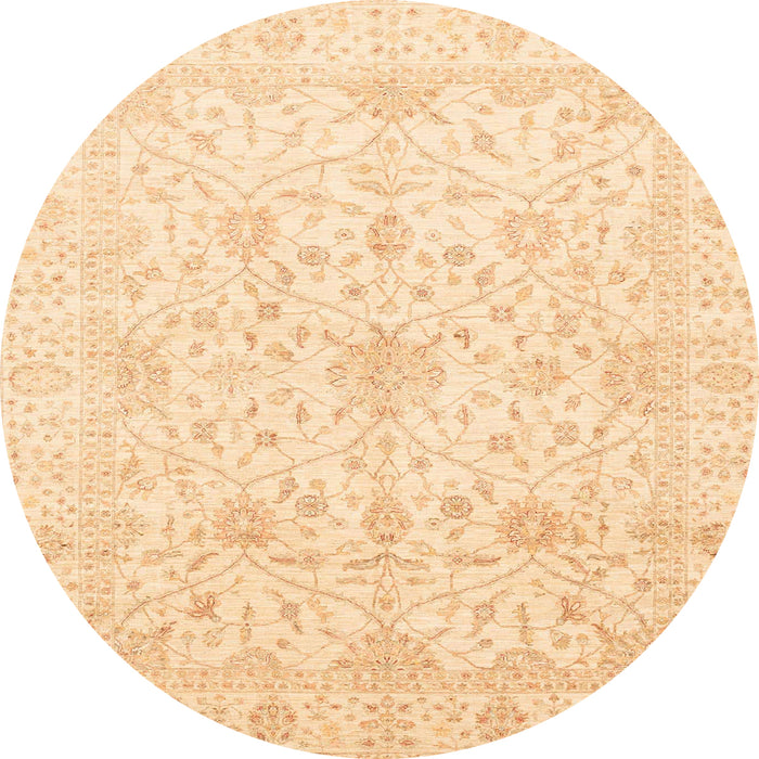 Round Abstract Sun Yellow Oriental Rug, abs4055