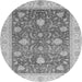 Round Machine Washable Oriental Gray Traditional Rug, wshabs4056gry