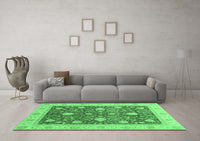 Machine Washable Oriental Emerald Green Traditional Rug, wshabs4056emgrn