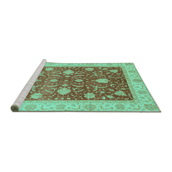 Sideview of Machine Washable Oriental Turquoise Traditional Area Rugs, wshabs4056turq