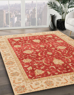 Abstract Red Oriental Rug in Family Room, abs4056