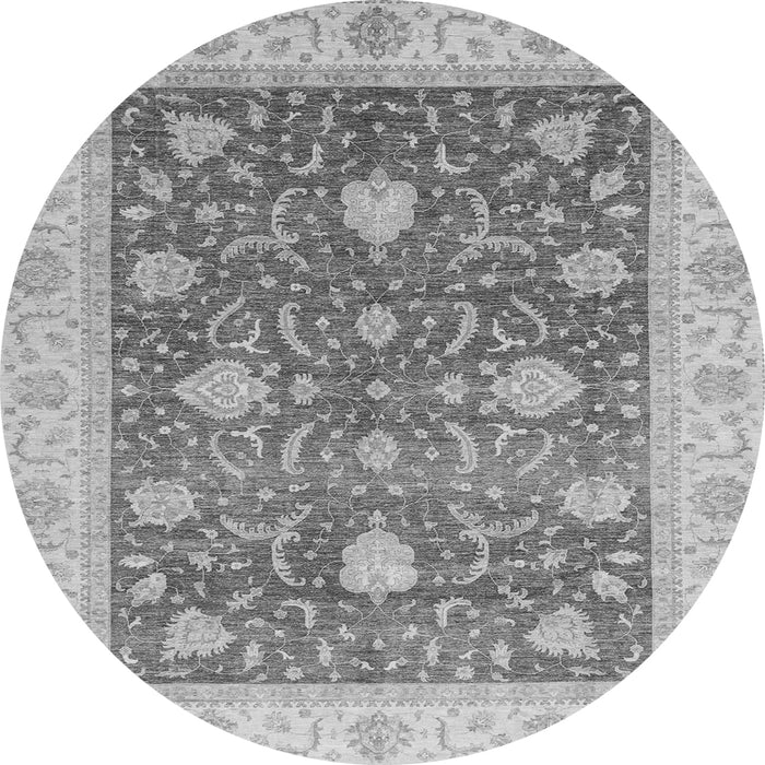 Round Oriental Gray Traditional Rug, abs4056gry
