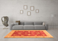 Machine Washable Oriental Orange Traditional Rug, wshabs4056org