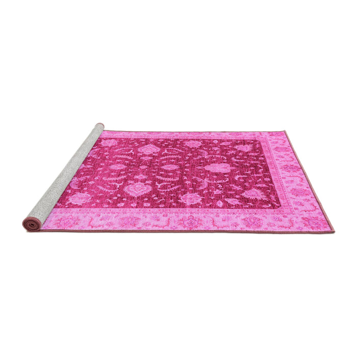 Sideview of Machine Washable Oriental Pink Traditional Rug, wshabs4056pnk