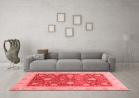 Machine Washable Oriental Red Traditional Rug, wshabs4056red