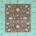 Square Oriental Light Blue Traditional Rug, abs4056lblu