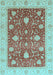 Machine Washable Oriental Light Blue Traditional Rug, wshabs4056lblu