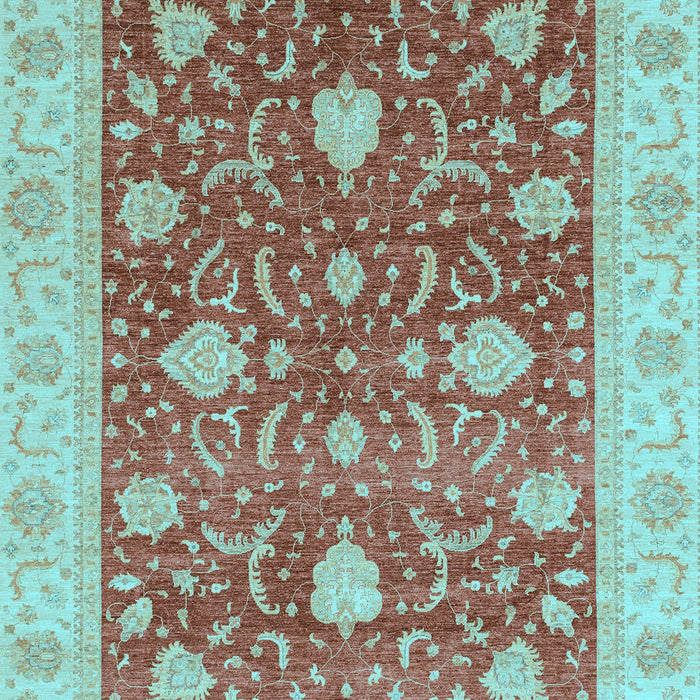 Machine Washable Oriental Light Blue Traditional Rug, wshabs4056lblu