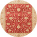 Round Machine Washable Abstract Fire Red Rug, wshabs4056