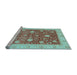 Sideview of Machine Washable Oriental Light Blue Traditional Rug, wshabs4056lblu