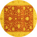 Round Machine Washable Oriental Yellow Traditional Rug, wshabs4056yw