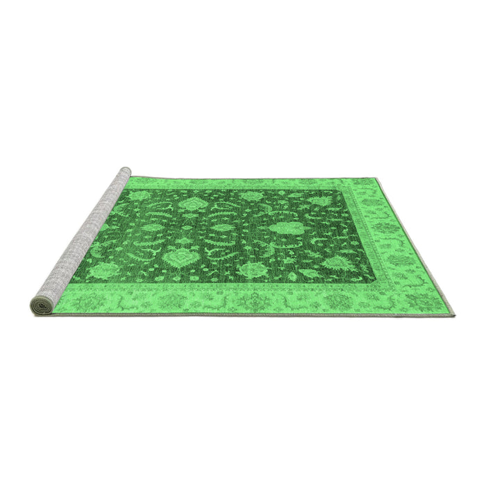 Sideview of Machine Washable Oriental Emerald Green Traditional Area Rugs, wshabs4056emgrn