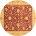 Round Machine Washable Oriental Brown Traditional Rug, wshabs4056brn