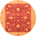 Round Machine Washable Oriental Orange Traditional Area Rugs, wshabs4056org