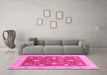 Machine Washable Oriental Pink Traditional Rug in a Living Room, wshabs4056pnk