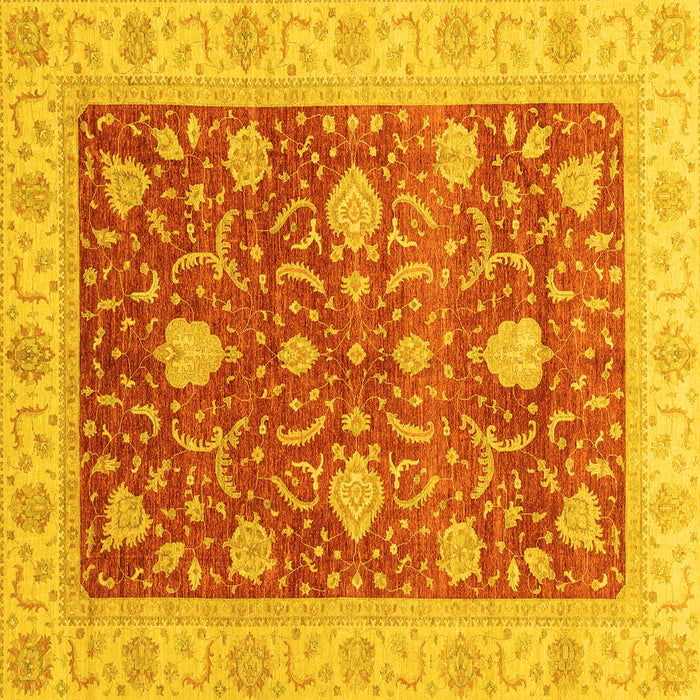 Square Machine Washable Oriental Yellow Traditional Rug, wshabs4056yw