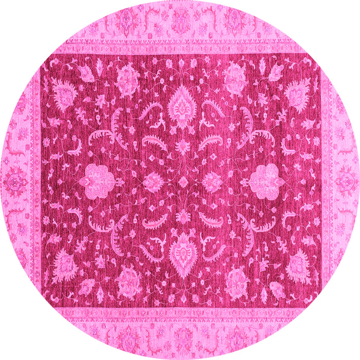 Round Oriental Pink Traditional Rug, abs4056pnk