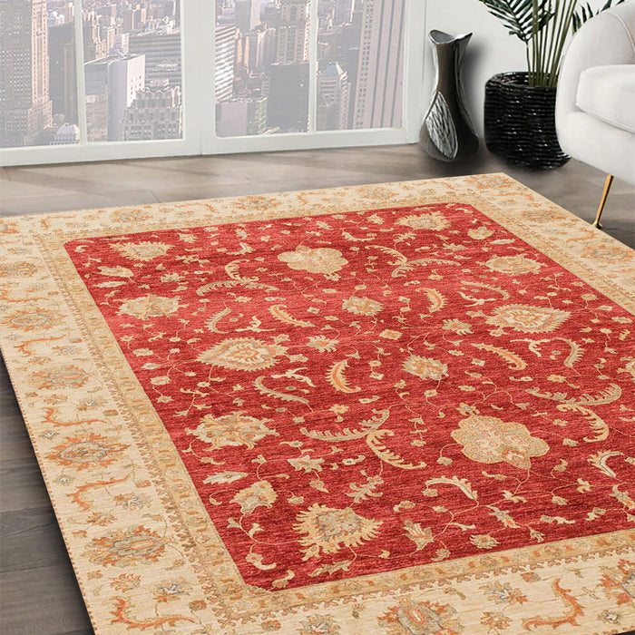 Machine Washable Abstract Fire Red Rug in a Family Room, wshabs4056