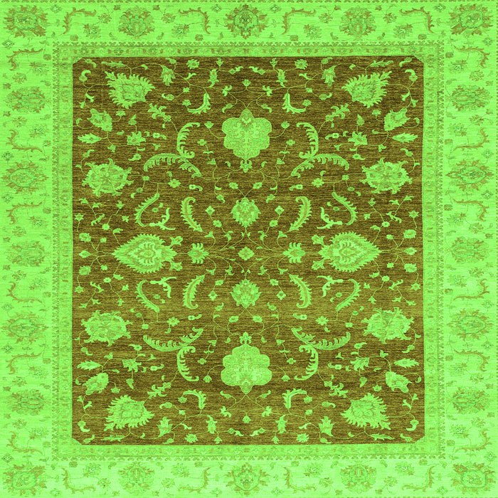 Square Machine Washable Oriental Green Traditional Area Rugs, wshabs4056grn