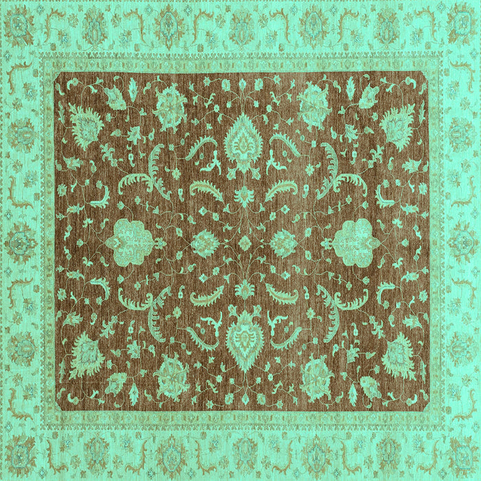 Square Oriental Turquoise Traditional Rug, abs4056turq