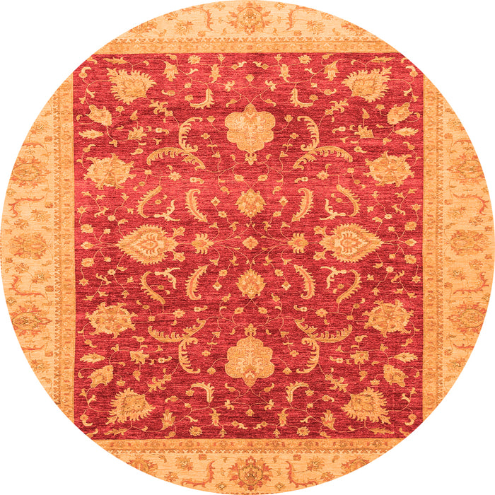 Round Oriental Orange Traditional Rug, abs4056org