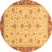 Round Machine Washable Oriental Brown Traditional Rug, wshabs4057brn