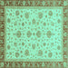 Square Machine Washable Oriental Turquoise Traditional Area Rugs, wshabs4057turq