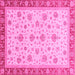 Square Machine Washable Oriental Pink Traditional Rug, wshabs4057pnk