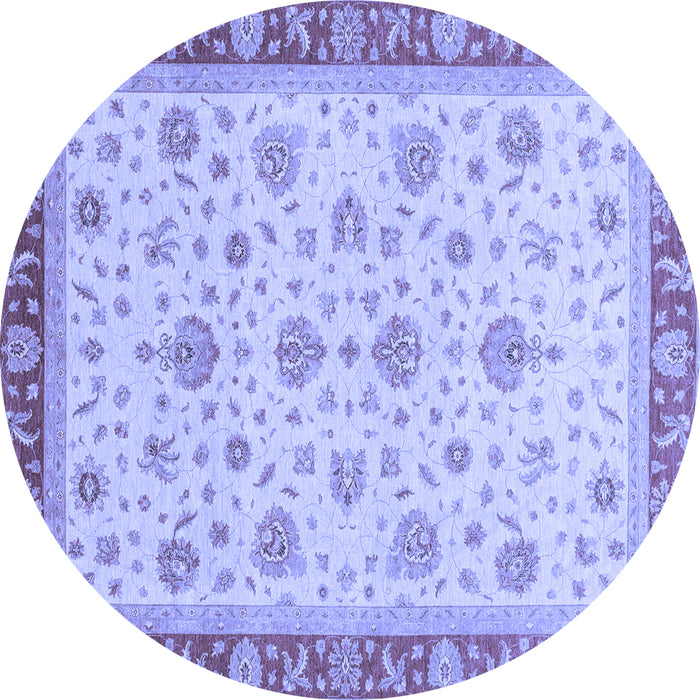 Round Machine Washable Oriental Blue Traditional Rug, wshabs4057blu