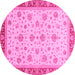 Round Oriental Pink Traditional Rug, abs4057pnk