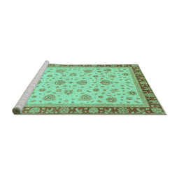 Sideview of Machine Washable Oriental Turquoise Traditional Area Rugs, wshabs4057turq